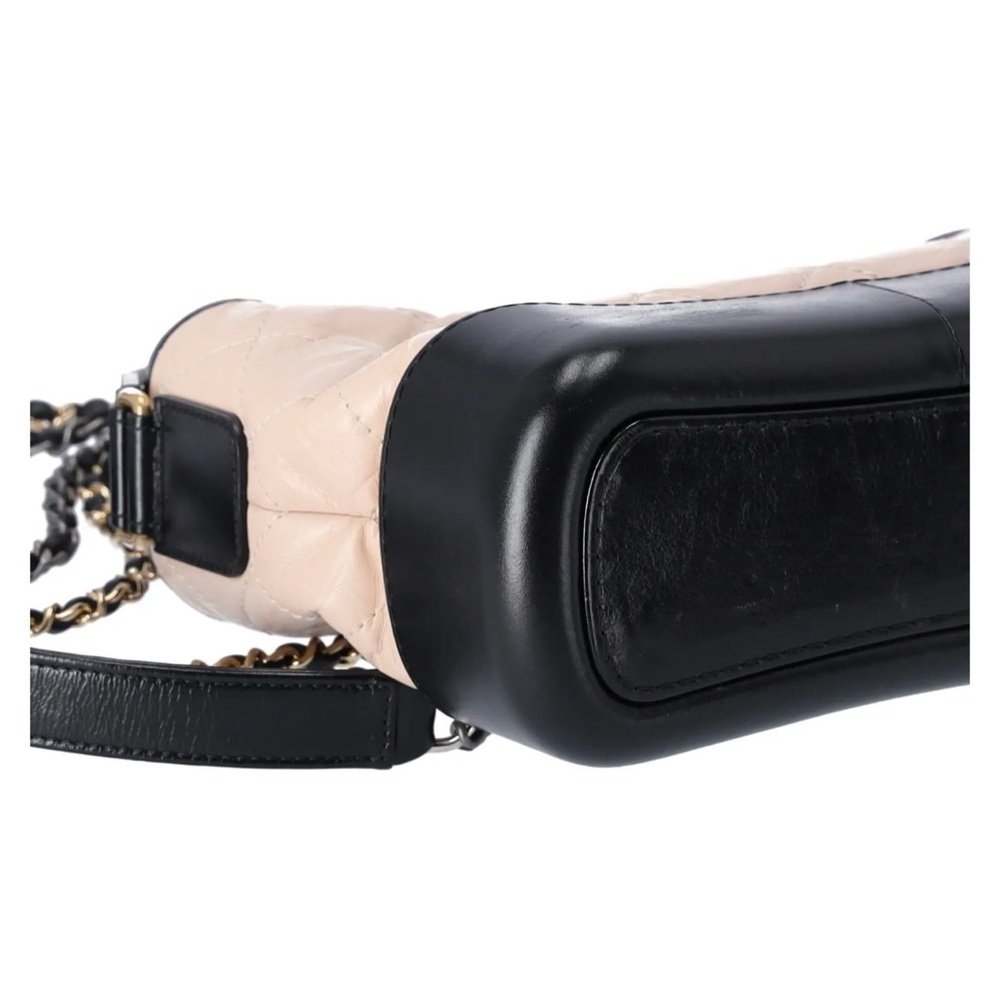 Chanel Small Gabrielle Hobo Bag Black Tan Beige Aged Calfskin Quilted Leather - Picture 12 of 12